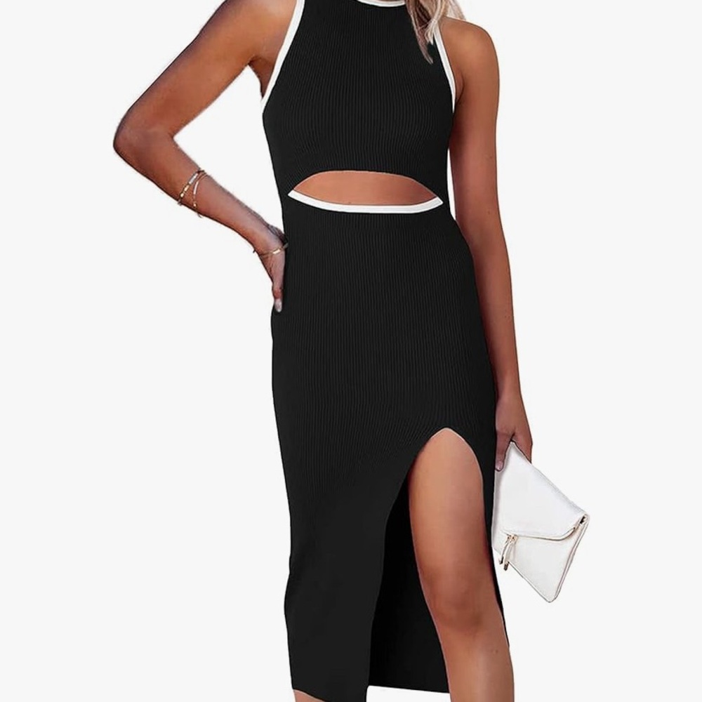 Chic Black and White Midi Dress